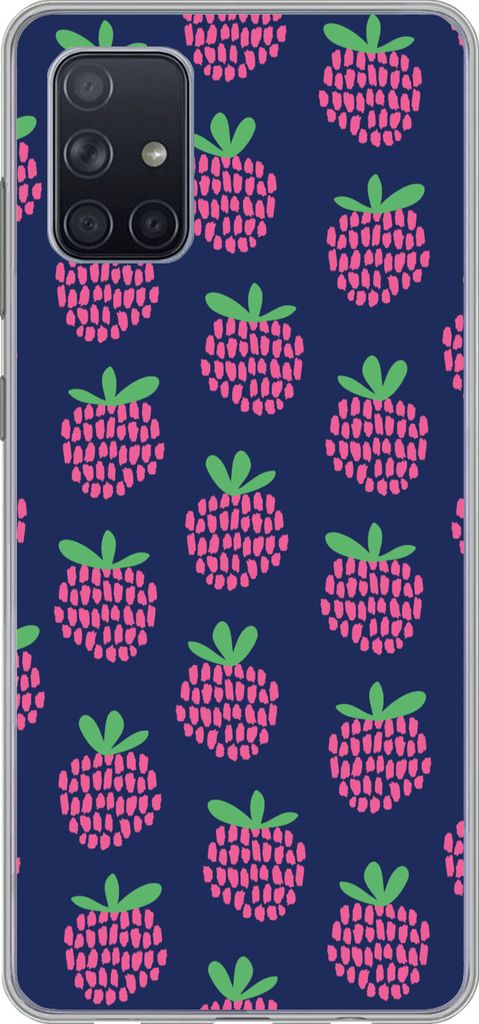 MuchoWow Handyhülle Schutzhülle Hülle für Telefoonhoesje Samsung Galaxy A51 Muster - Himbeere - Retro Silikon Softcase Handy Hülle - Schutza...