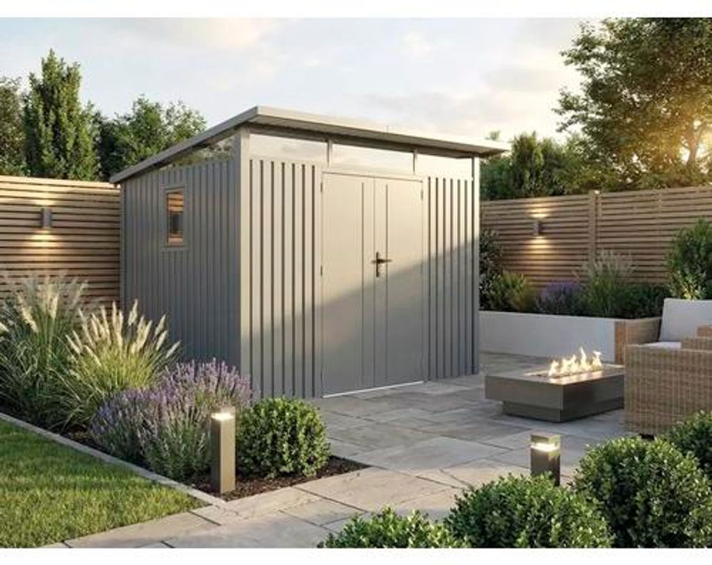 Gartenhaus Konsta Fusio M 289 x 253 cm grau-aluminium