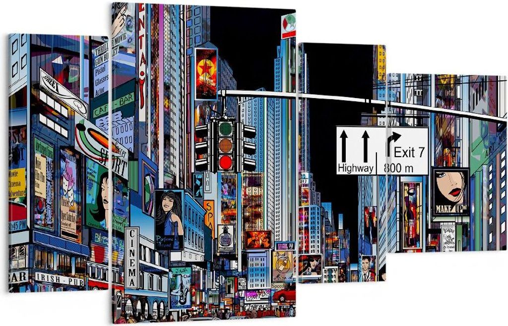 Bild auf Leinwand - Leinwandbild - Manhattan New York Straße - 120x70cm - Wand Bild - Wanddeko - Leinwanddruck - Bilder - Kunstdruck - Wanddekorat...