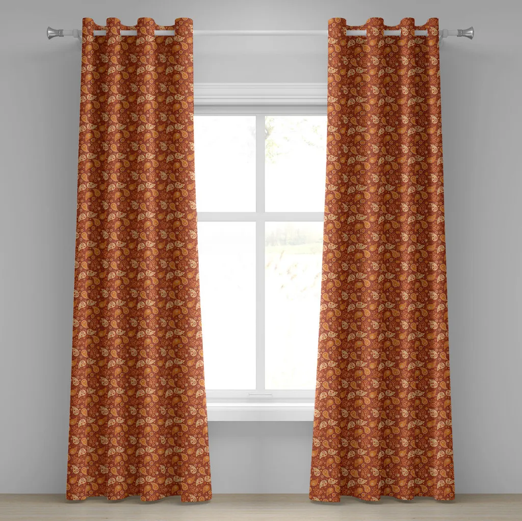 Tenda ABAKUHAUS Arancione Paisley 280x175cm | Arredo Retrò Elegante