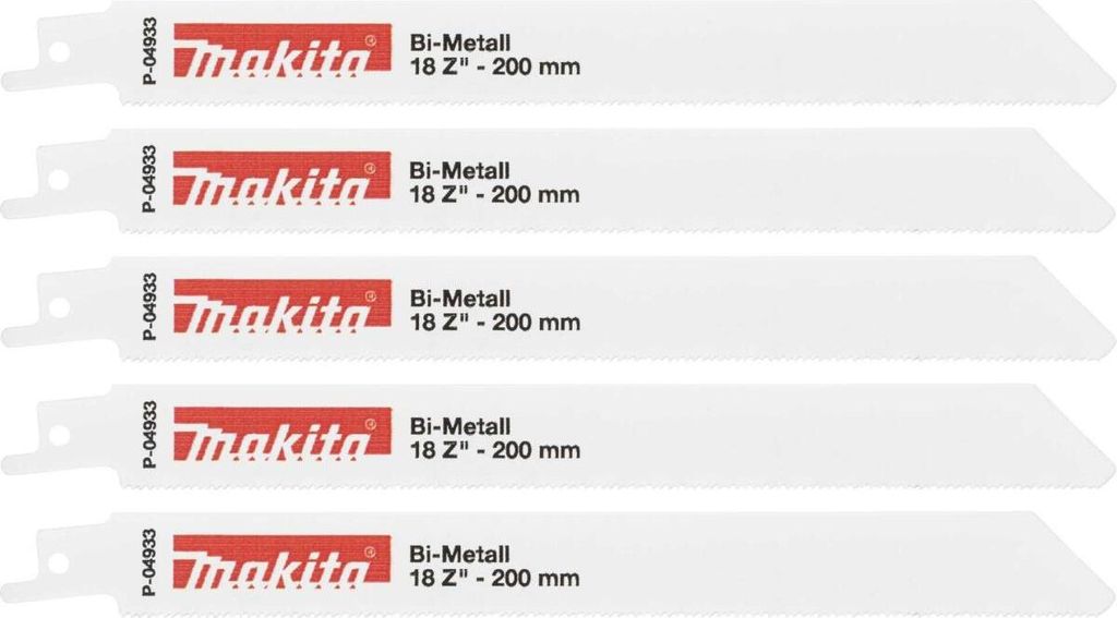 Makita P-04933 Reciprosägeblatt Bi-Metall 200 mm 18 (5Stk.) Produktbild 
