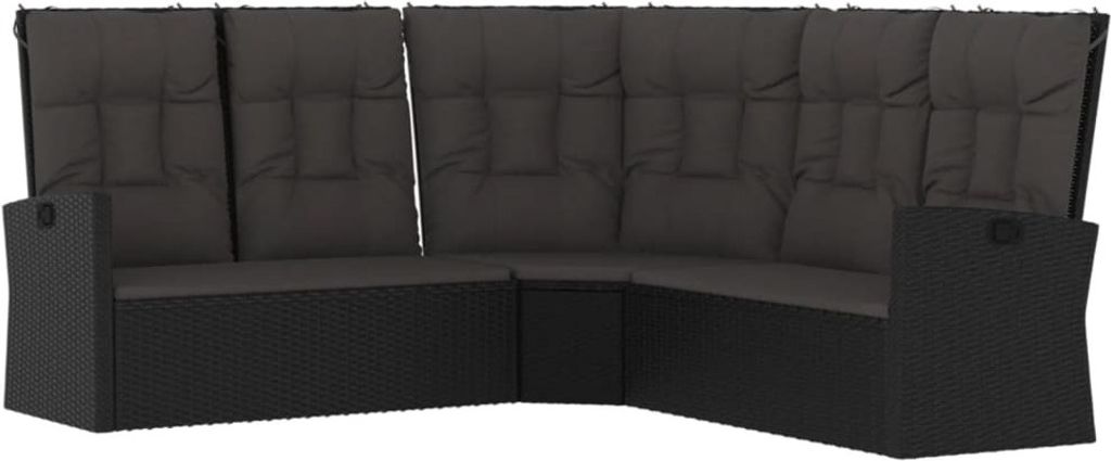 vidaXL Ecksofa mit Liegefunktion und Kissen Schwarz Poly Produktbild 