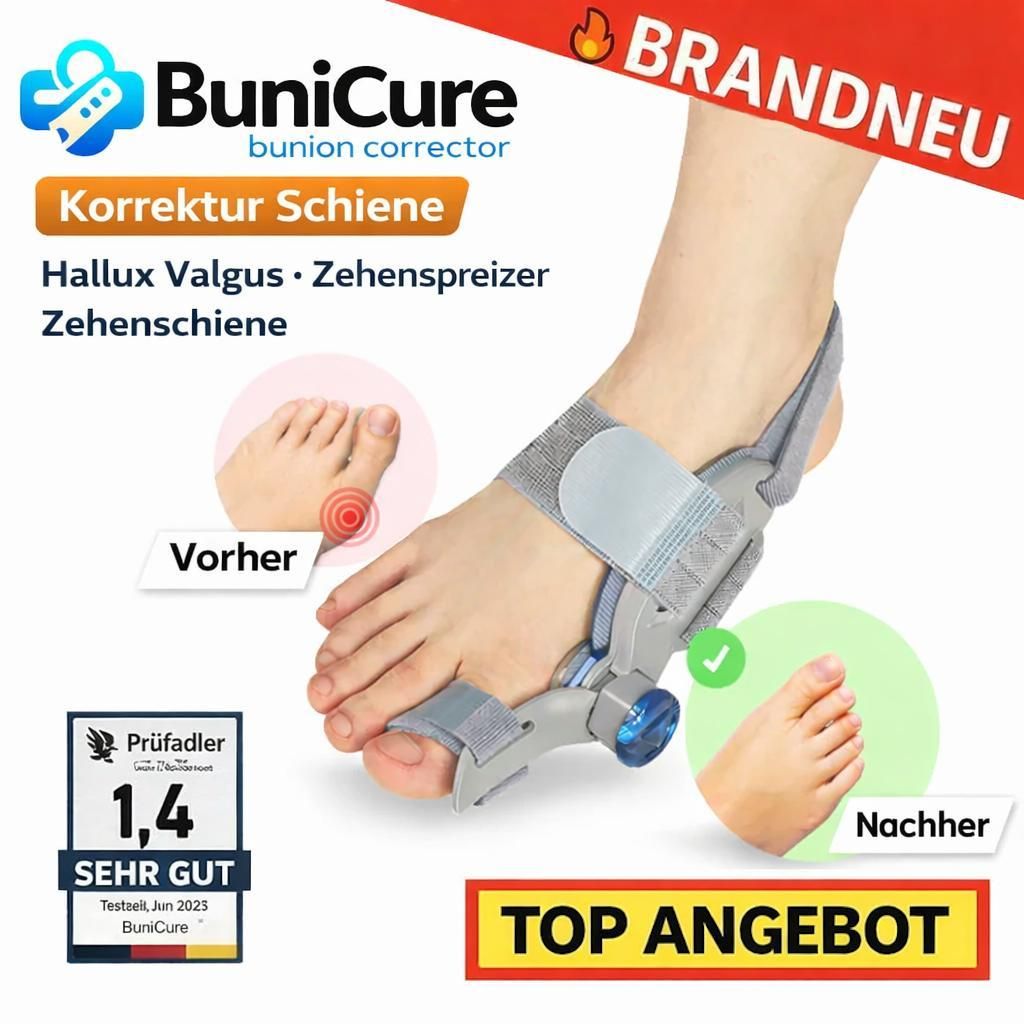 BuniCure Hallux Valgus Korrektur Schiene Zehenspreizer Zehenschiene Zehentrenner