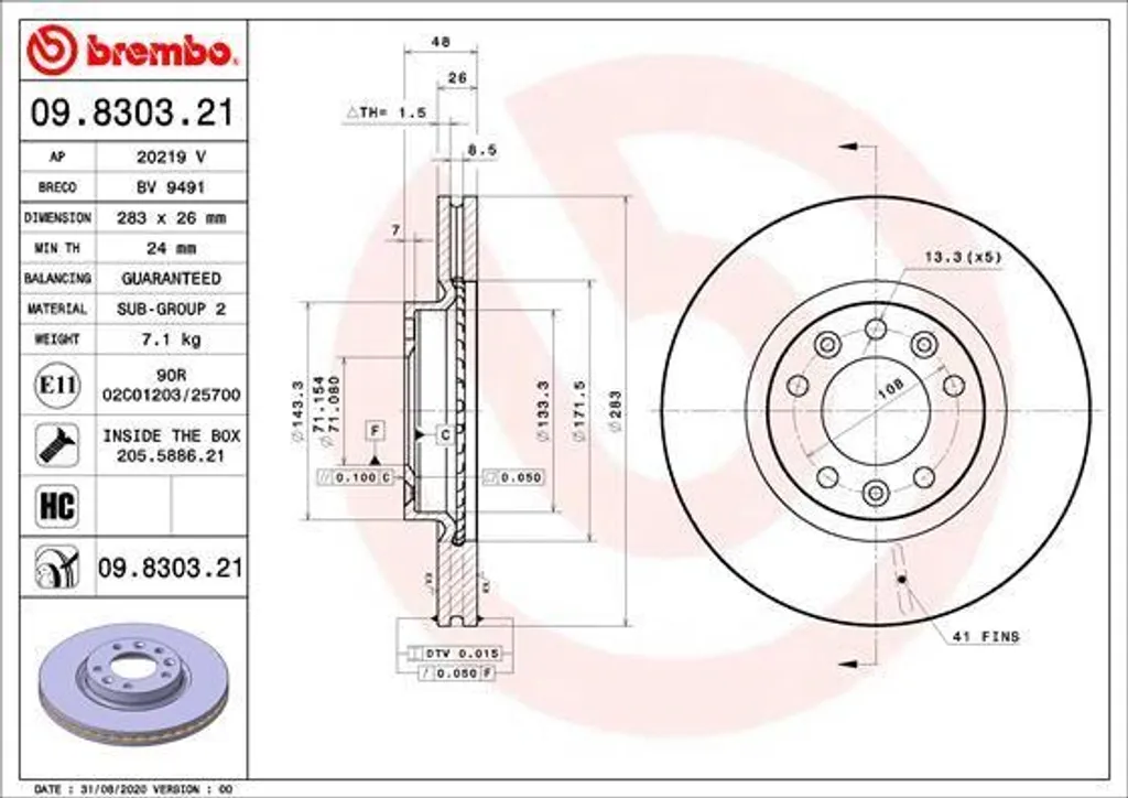 Évitez les vibrations au freinage avec le disque Brembo OE 9675223380