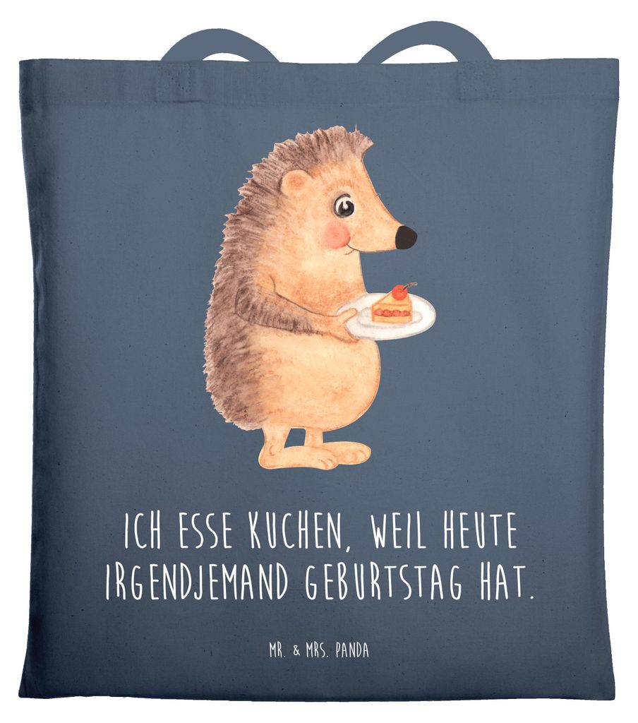 Mr. & Mrs. Panda Schultasche Igel Kuchenstück - Indigo Blue - Geschenk, Shopping Tasche, Kuchen Backen, Torte, Lustige Sprüche, Laptoptasche, Geb...