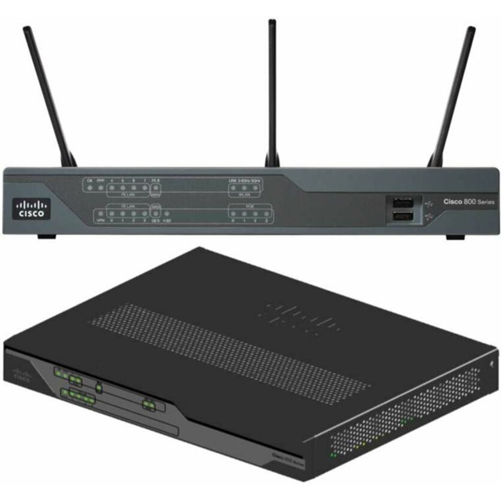 Cisco C897VAW-E-K9, Wi-Fi 4 (802.11n), Dual-Band (2,4 GHz/5 GHz), Ethernet/LAN, ADSL2, Schwarz, Tabletop-Router