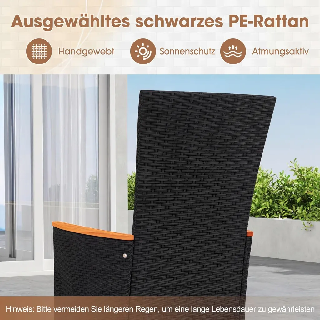 Chaises de Balcon Résistantes aux Intempéries et Confortables Beige - 5