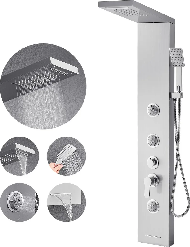Sistema Pannello Doccia SucceBuy 1345mm Inox - Montaggio Rapido