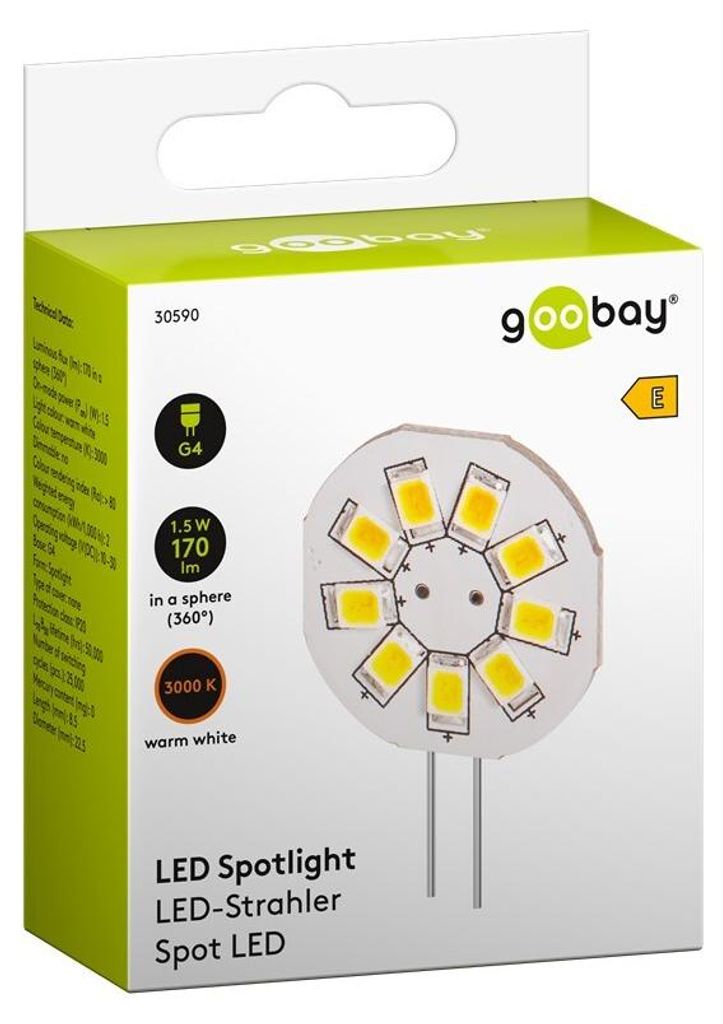 Goobay LED Strahler, 1,5 W - G4, ersetzt 15 W, warm-weiß, Produktbild 