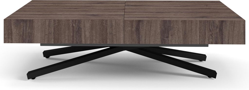 Höhenverstellbarer ausziehbarer Couchtisch Sena X, ausziehbarer Tisch: 120 cm bis 200 cm, Wohnzimmertisch Farbe: Anthracite Sherman, mit Metallbei...
