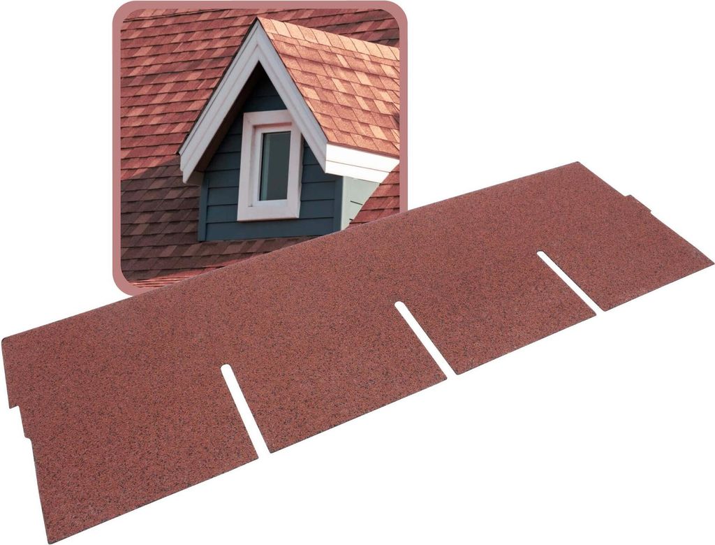 DAPRONA 20x Bitumen Dachschindeln Rechteck Rot 1 m x 32 cm – 2,6 m² selbstklebend mit Glasvlieseinlage – wetterfest & UV-beständig für Garte...