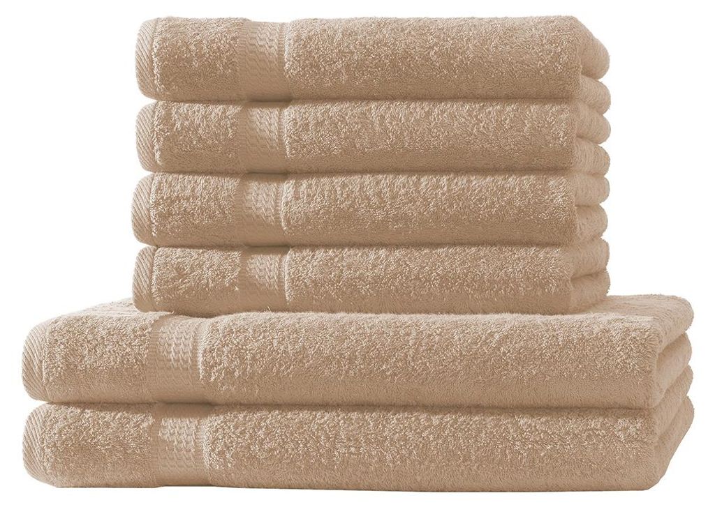 6 tlg. Handtuch Set - Beige - 500g/m²  - 2 Duschtuch 4 Produktbild 