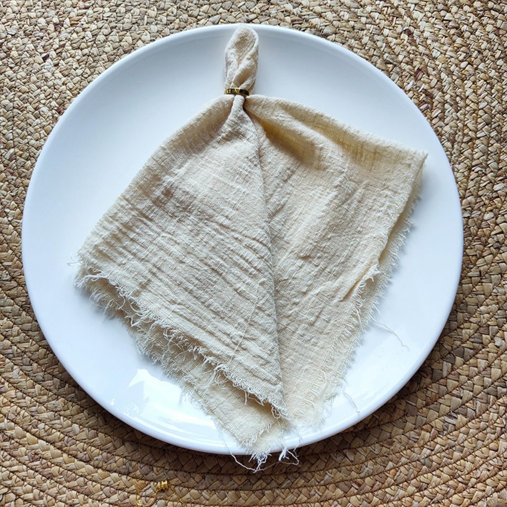 6 Stoffservietten 42x42cm Mit Quaste - Baumwoll Servietten Für Tischdeko