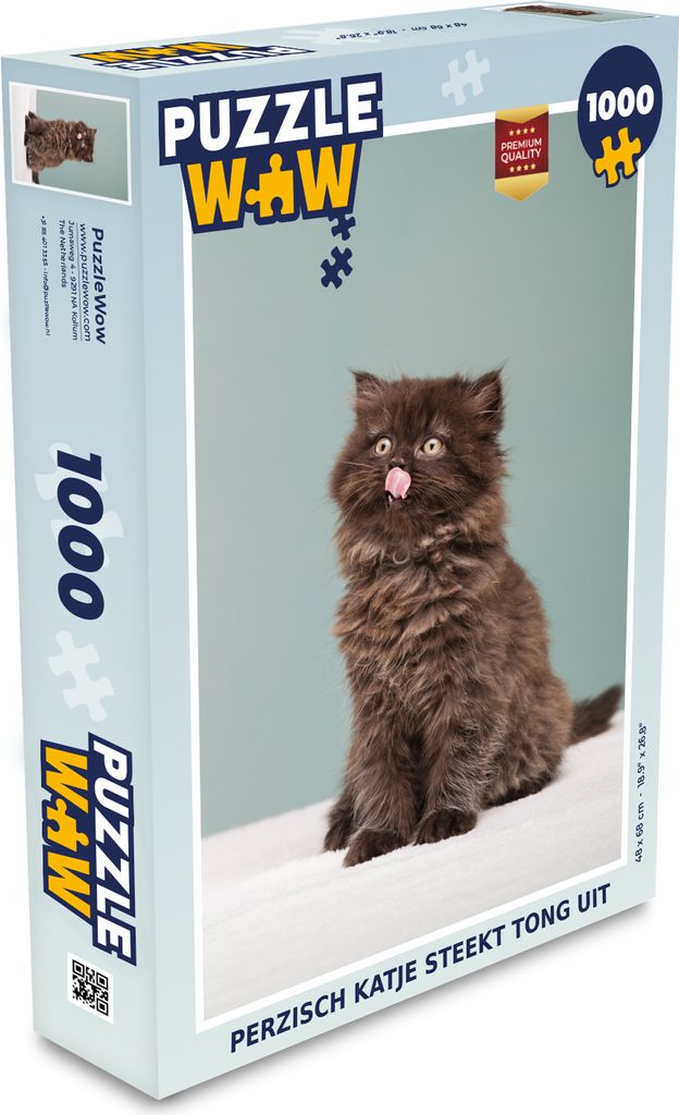 MuchoWow Puzzle 1000 Teile Kätzchen - Perserkatze - Zunge - Mädchen - Kinder - Jungen - Kinder - Spielzeug - Alt und Jung - Spiele - Puzzeln