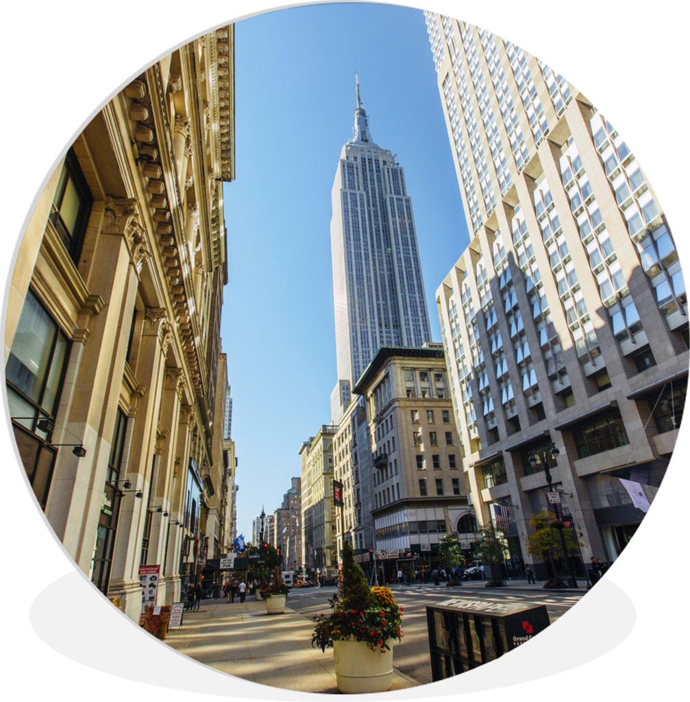 MuchoWow Rundes Wandbild - Runde Bilder New York - Empire State Building - USA Ø 30 cm Kreis Wanddekoration Kunststoff - Wandkreis - Wandschmuck...