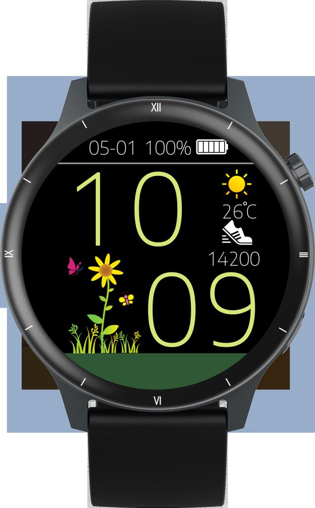 INF Smartwatch mit dynamischem 3D-Zifferblatt und Fitness-Tracking Schwarz