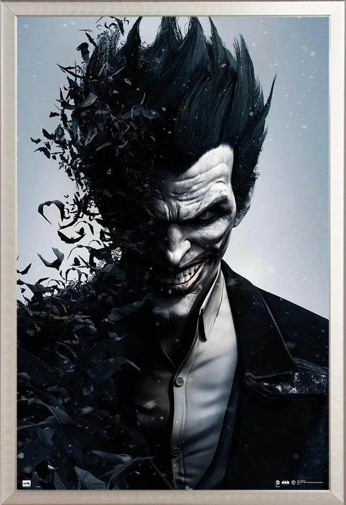Maxi Poster Joker Arkham Origins Cornice Shinsuke Argento Alluminio