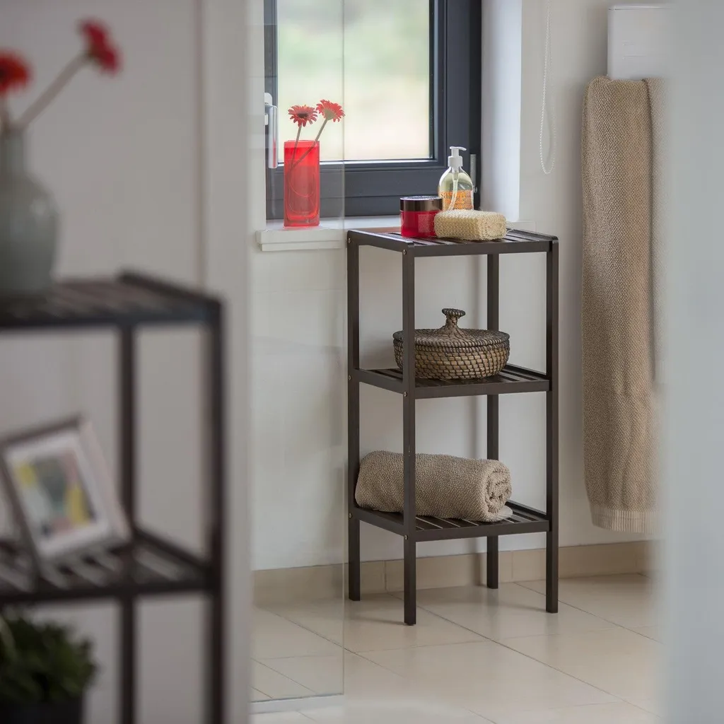 Étagère de salle de bain en bambou 3 niveaux - Rangement gain de place