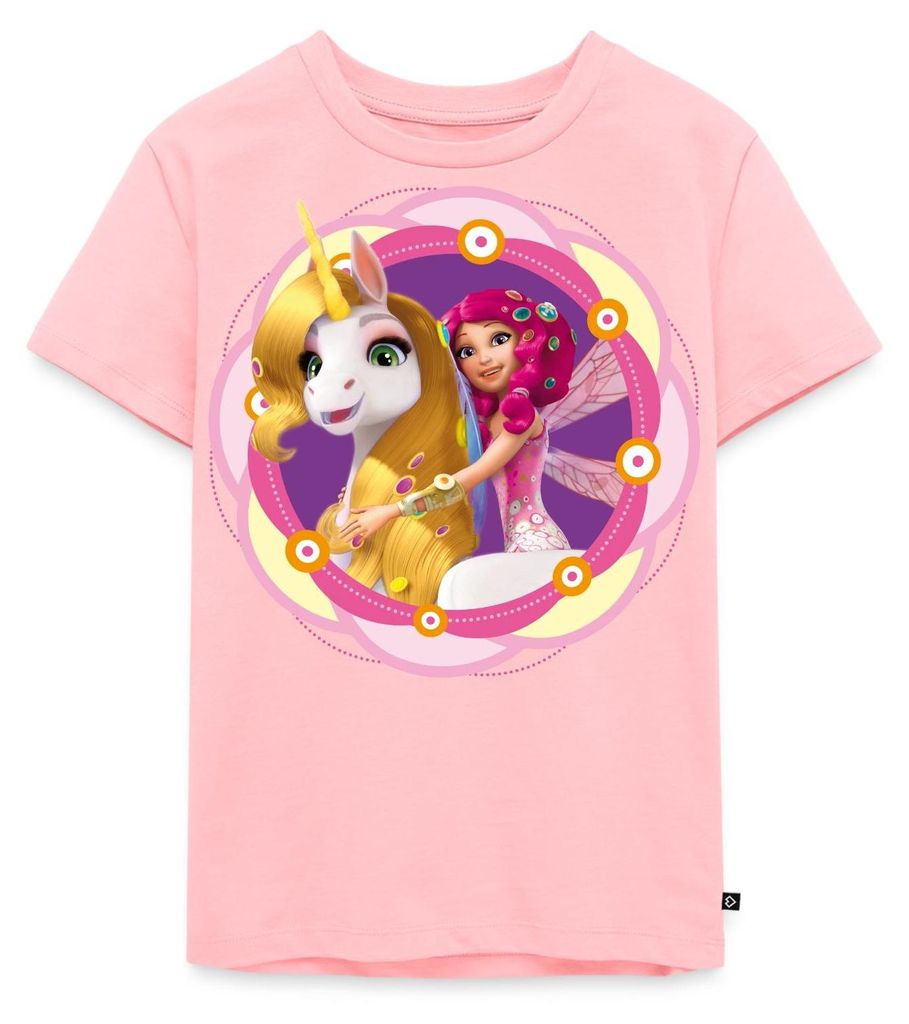 Spreadshirt Mia and Me Einhorn Onchao Und Mia In Centopia Kinder Premium T-Shirt, 134/140 (8 Jahre), Rosa