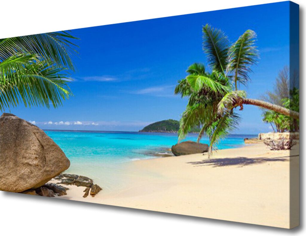 Tulup Leinwand-Bilder 100x50 Wandbild Canvas Kunstdruck Strand Meer Steine Landschaft
