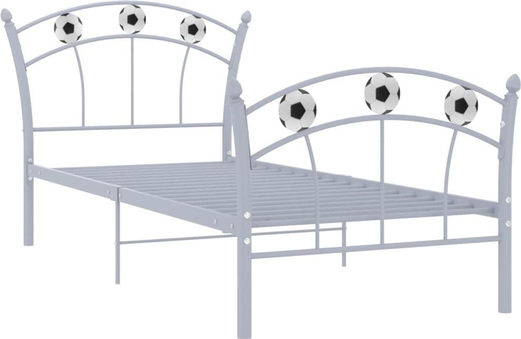 vidaXL Einzelbett mit Fußball-Design Grau Metall 90x200 cm