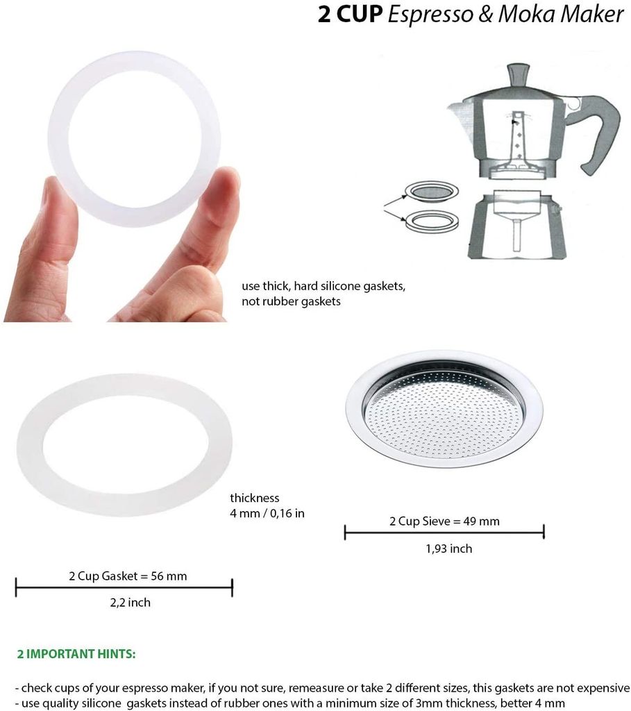 Ersatz Silikon Dichtungsring Sieb Espresso Kocher mit 1 2 3 6 Tasse