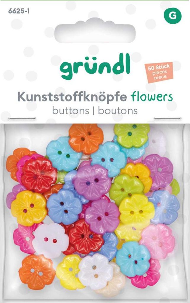 Gründl Kunststoffknöpfe flowers 50 Stück