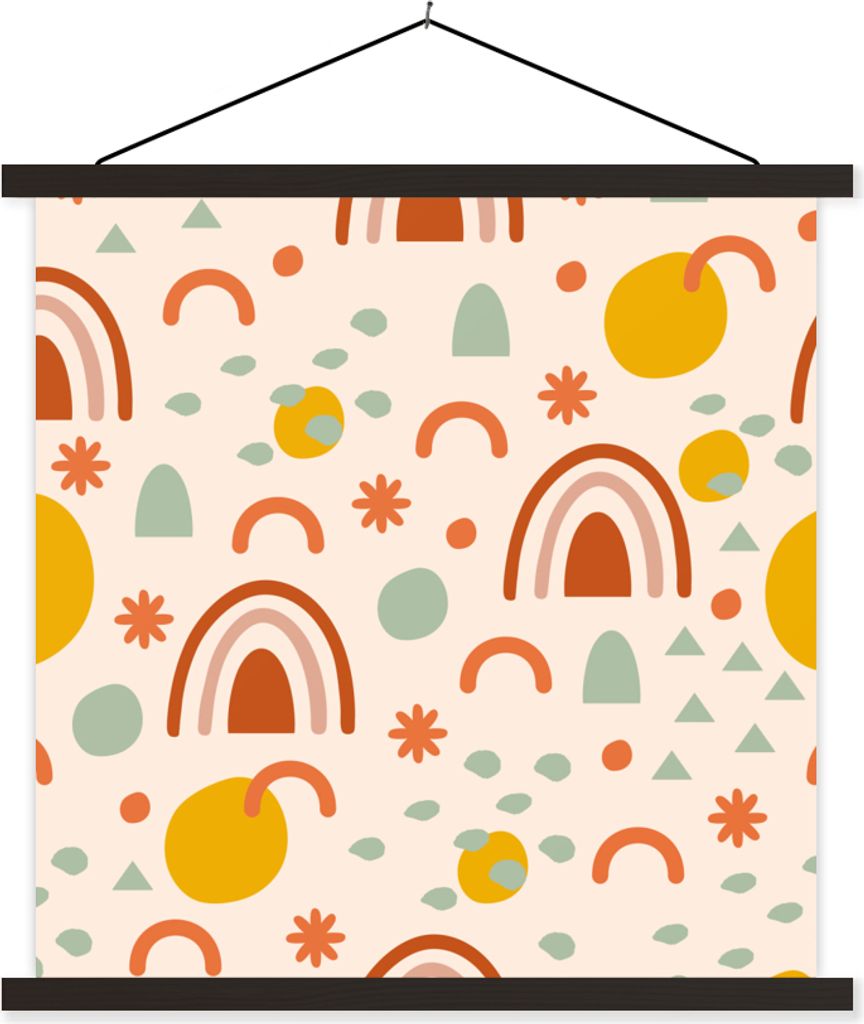 MuchoWow Textilposter Sonne - Sommer - Figuren - Abstrakt 60x60 cm mit schwarzem Rahmen - Posteraufhänger