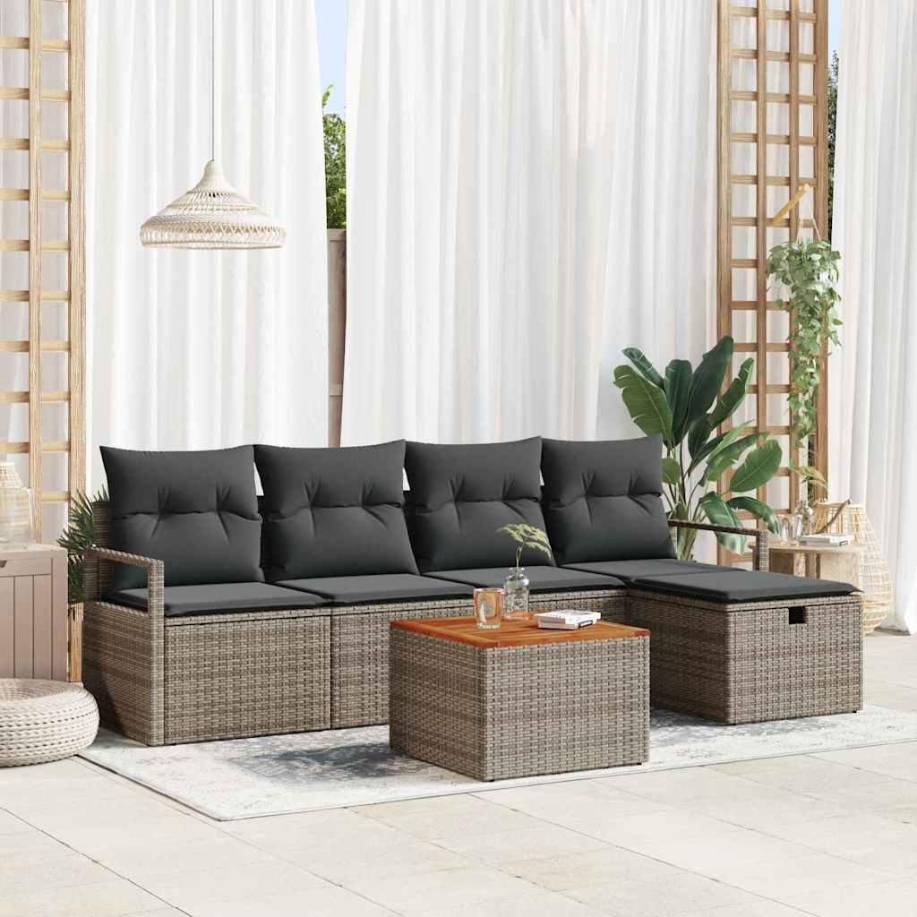 Maison Exclusive - Gartensofa-set mit Kissen mit Speicher 6 pcs Grau Poly-Rattan