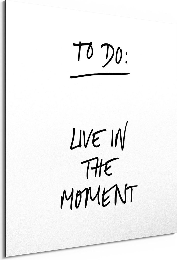 DEQORI Alu-Dibond Bild Weiß 50x50 cm 'Den Augenblick leben' Wandbild Metall dünn Design