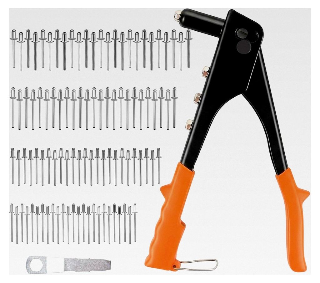 Nietenzange Set 4-in-1 Manuelle Schwerlast-Nietzange mit 100 Aluminium-Nieten und 4 Bohrern