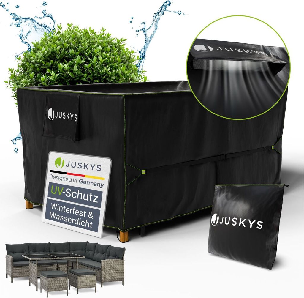 Juskys Gartenmöbel Abdeckplane CoverSafe Pro 170x95x75 cm - wasserdicht, UV-Schutz mit Lüftungsschlitz