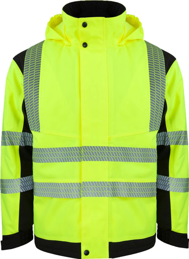 Warnschutz Softshell Regenjacke (Printable) "Copenhagen" - Korntex Signal-Gelb/Schwarz 4XL