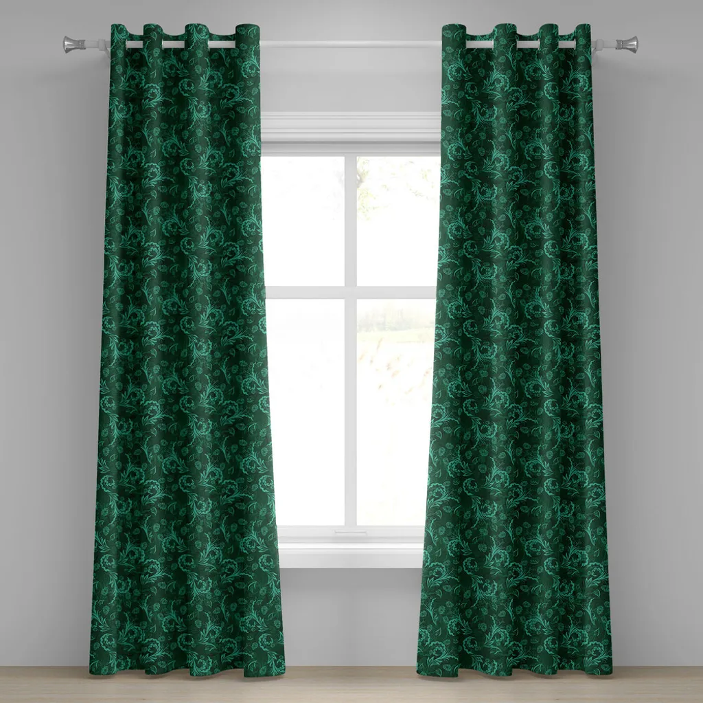 Rideaux décoratifs à motifs floraux, lot de 2 panneaux 280x245 cm vert clair