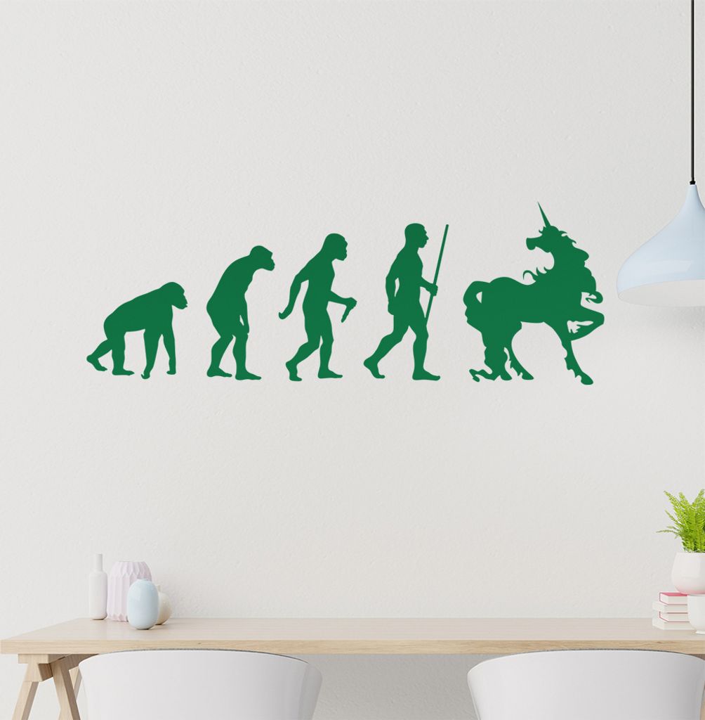 Einhorn Glitzer Evolution Wandtattoo Wandaufkleber Wall Sticker - Dekoration, Küche, Wohnzimmer, Schlafzimmer, Badezimmer