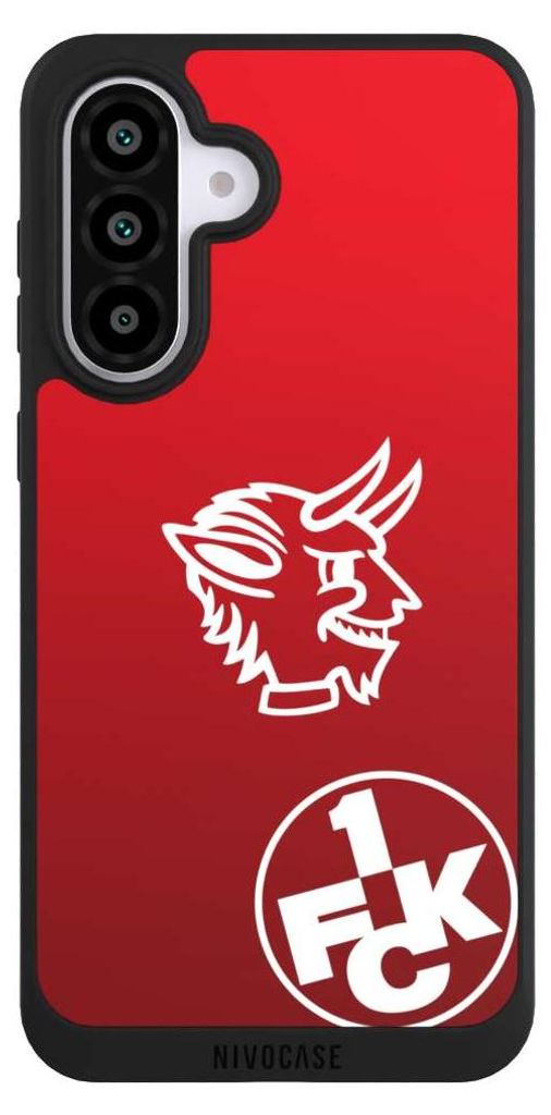 NIVOCASE Handyhülle für Samsung Galaxy A56 5G Hülle NIVOpure Case Schwarz 1. FC Kaiserslautern Offizielles Lizenzprodukt Teufel