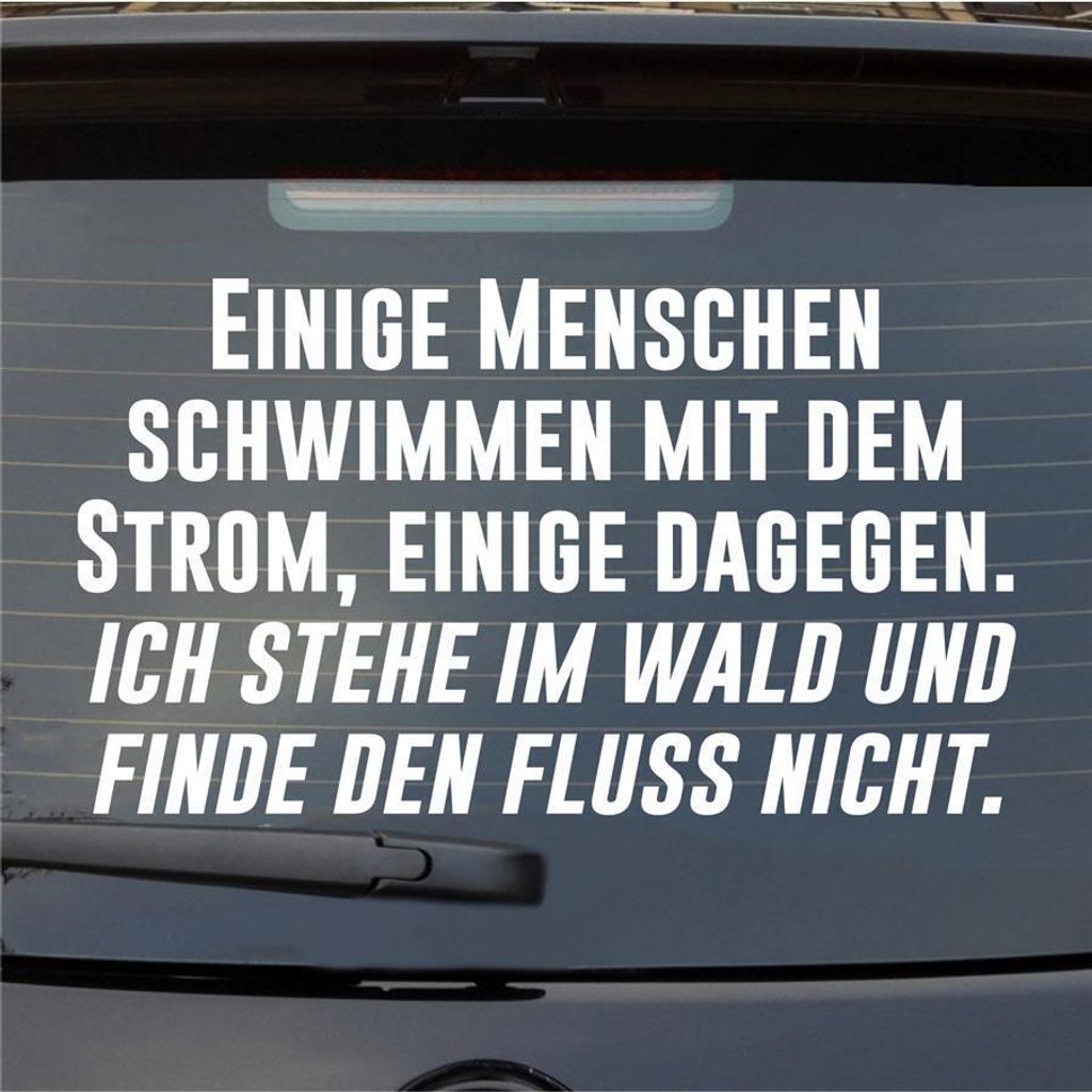Heckscheibenaufkleber Menschen schwimmen mit dem Strom, einige dagegen. 55x31 cm Weiss Matt Auto Aufkleber Sticker