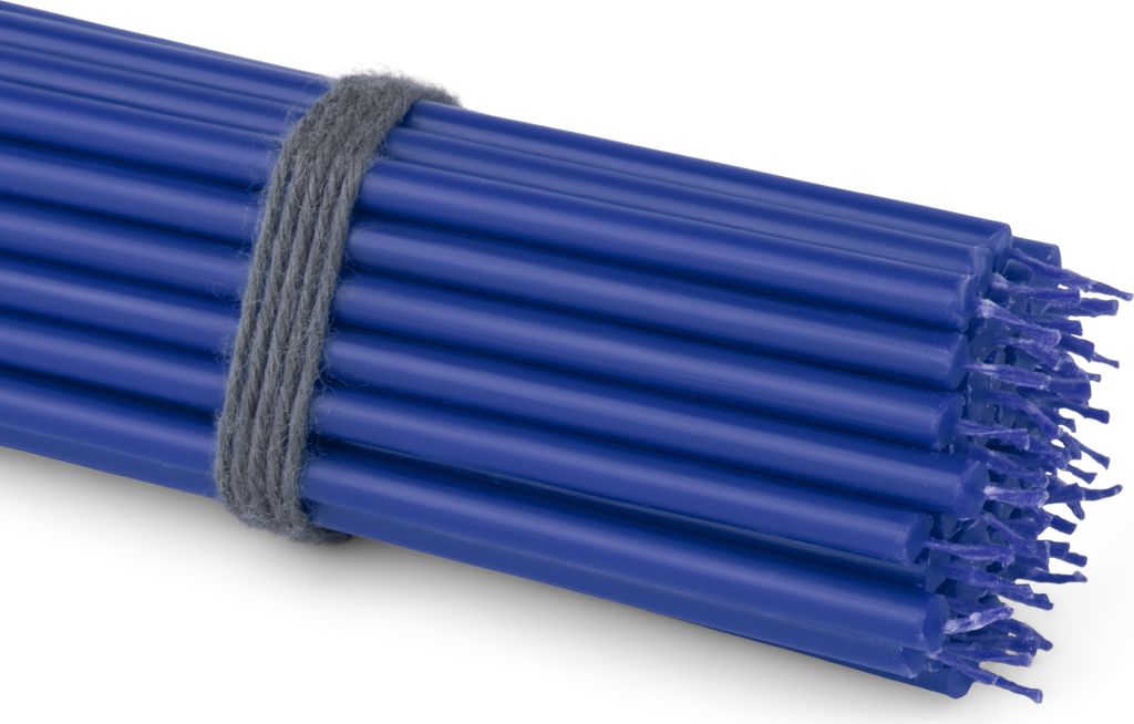 50x Stabkerzen Blau Rußfrei Tropffrei dünn L 16cm Premium Paraffinwachs 36112