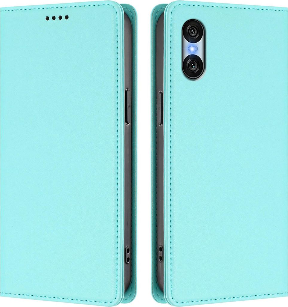 Handyhülle für Sony Xperia 10 VI, Kunstleder Klapphülle Stoßfeste Magnetische Hülle mit Ständer Türkis