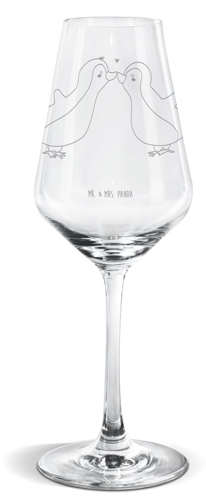 Mr. & Mrs. Panda Weinglas Pinguin Liebe - Transparent - Geschenk, Hochzeitstag, Freundin, Weißweinkelch, Geschenkidee, Für Weißwein, wein glas, ...