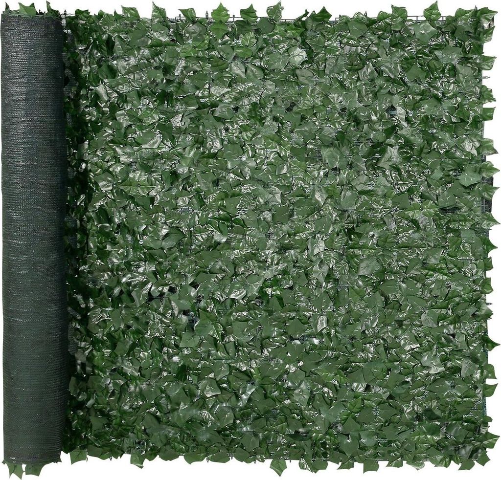 Efeu-Sichtschutzzaun, 1,5 x 2,5 m künstliche grüne Wand, grüner Efeuzaun mit Netzgewebe-Rückseite und verstärkten Verbindungsstellen, künstli...
