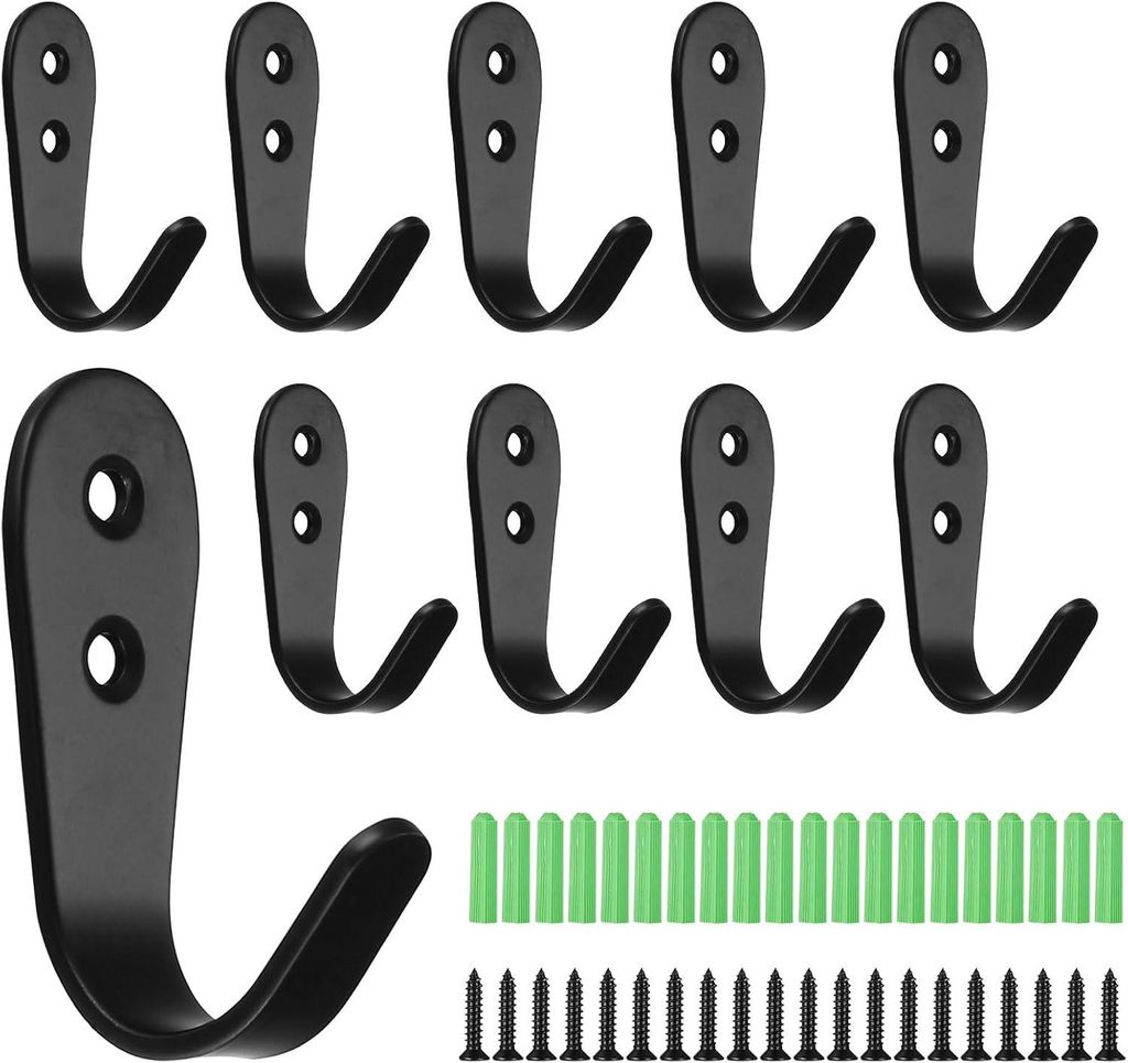 10 Wandhaken zum Einschrauben, Edelstahl, robust, für Kleidung, Hüte, Handtücher