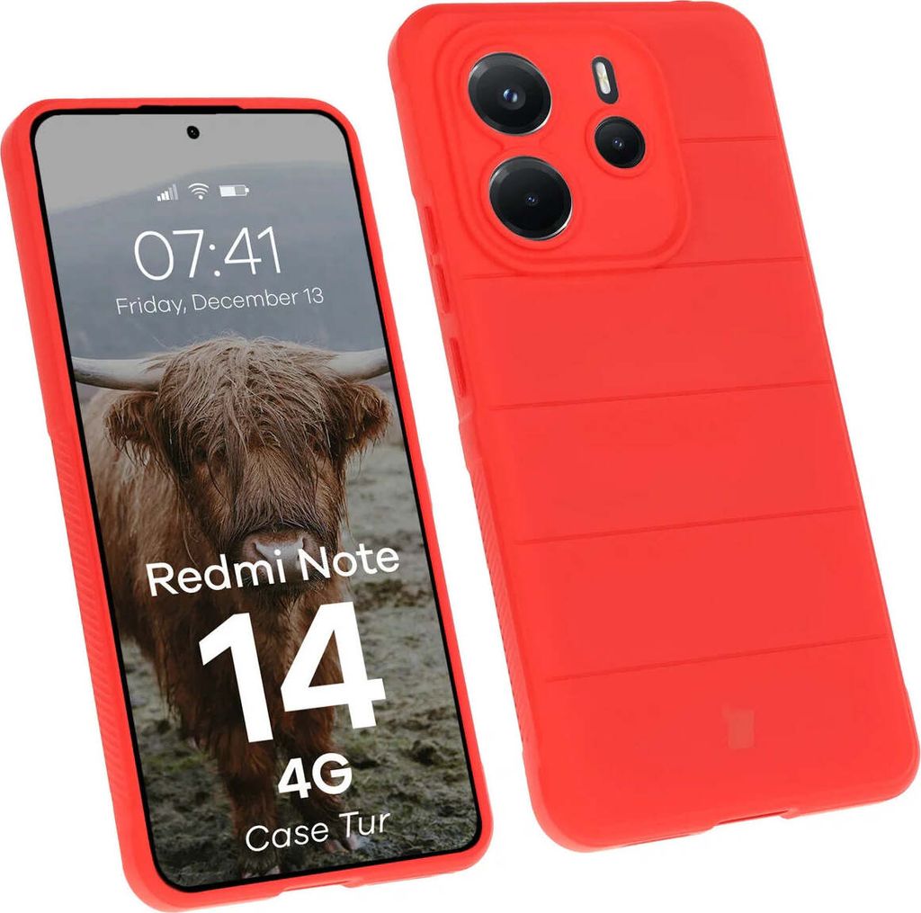 Robuste Handyhülle für Xiaomi Redmi Note 14 4G, Bizon Case Tur, Rot