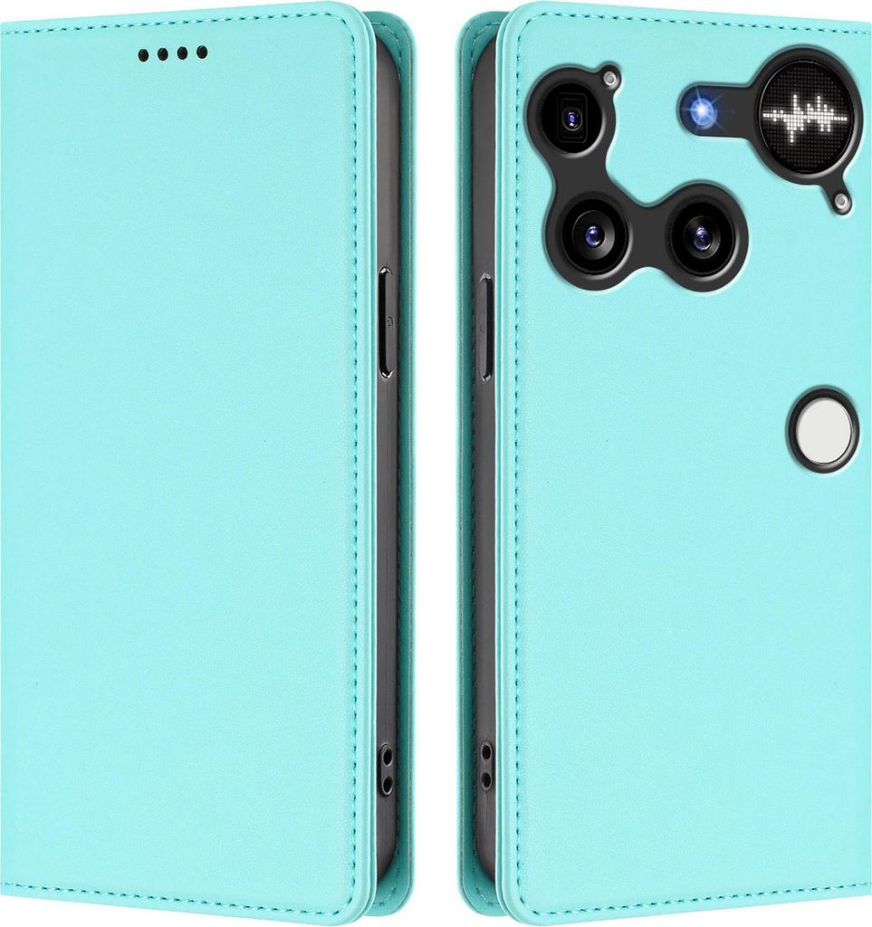 Handyhülle für Nothing Phone 3, Kunstleder Klapphülle Stoßfeste Magnetische Hülle mit Ständer Türkis
