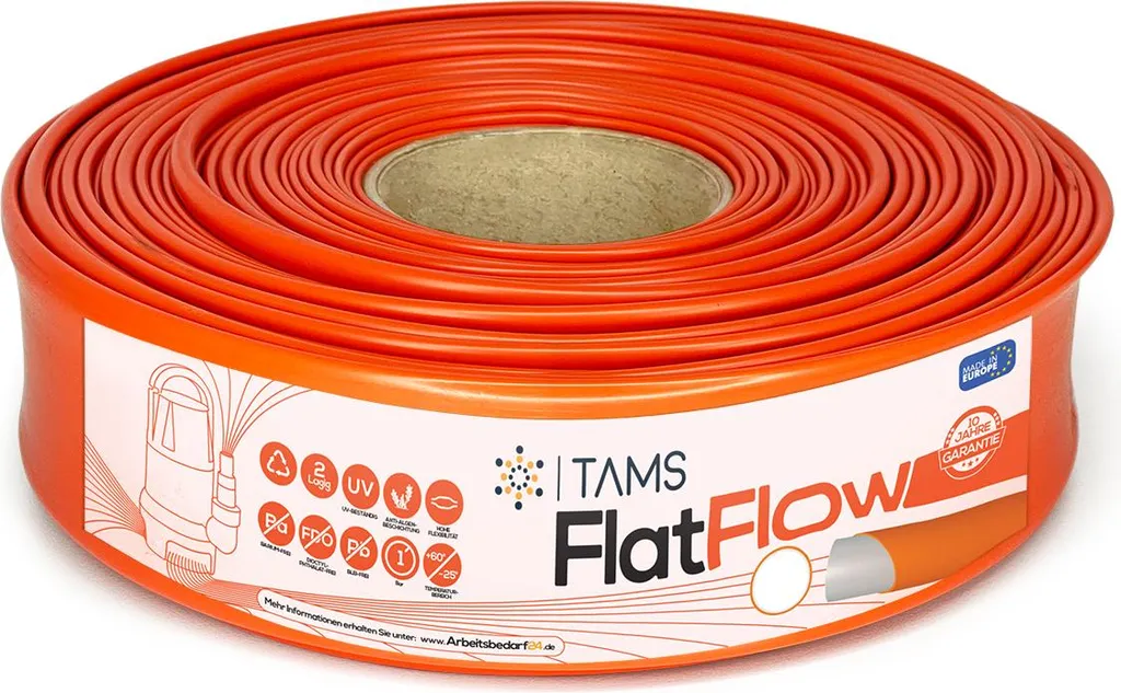 Tuyau de refoulement plat 20m Flat Flow orange 2" pour pompes à eau