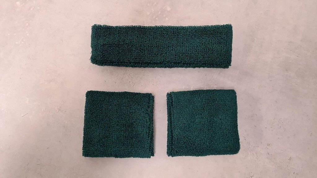 Go Go Gadget – Schweißband-Set – 3-teilig – 1 Stirnband + 2 Armbänder – Dunkelgrün