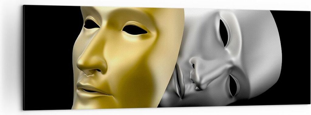 Bild auf Leinwand - Leinwandbild - Maske Theater Bühne Schauspieler - 160x50cm - Wand Bild - Wanddeko - Leinwanddruck - Bilder - Kunstdruck - Lein...