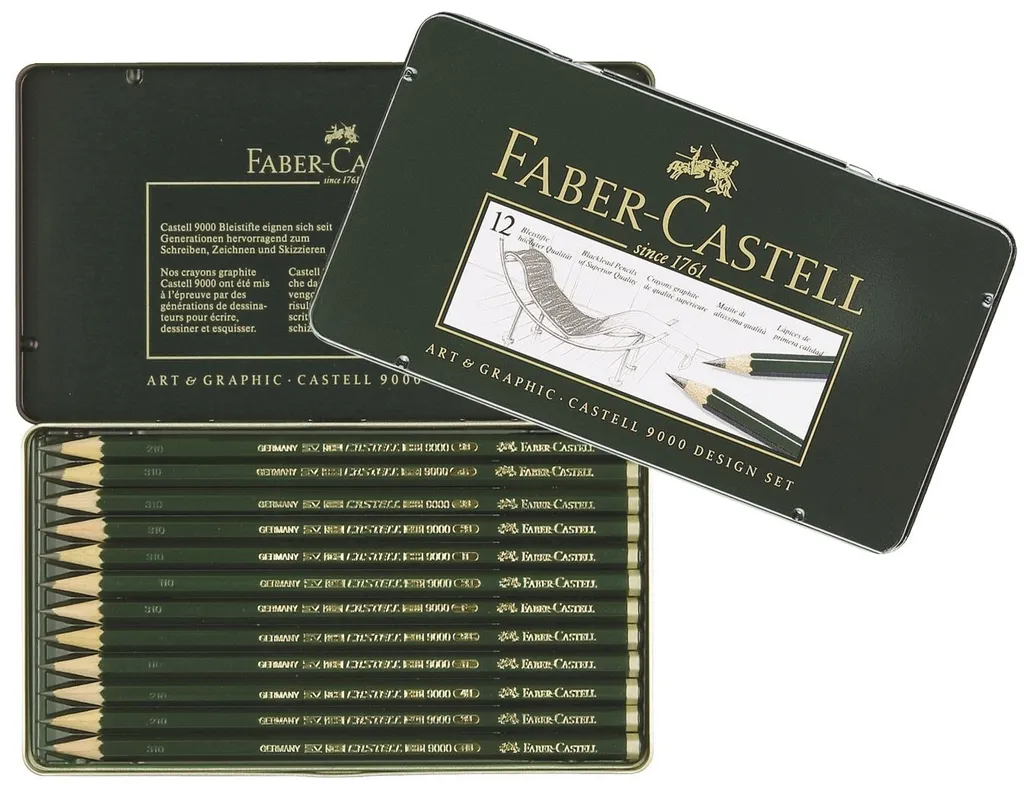 Faber-Castell 119064 Set 12 Matite Grafite 9000 per Disegno Tecnico