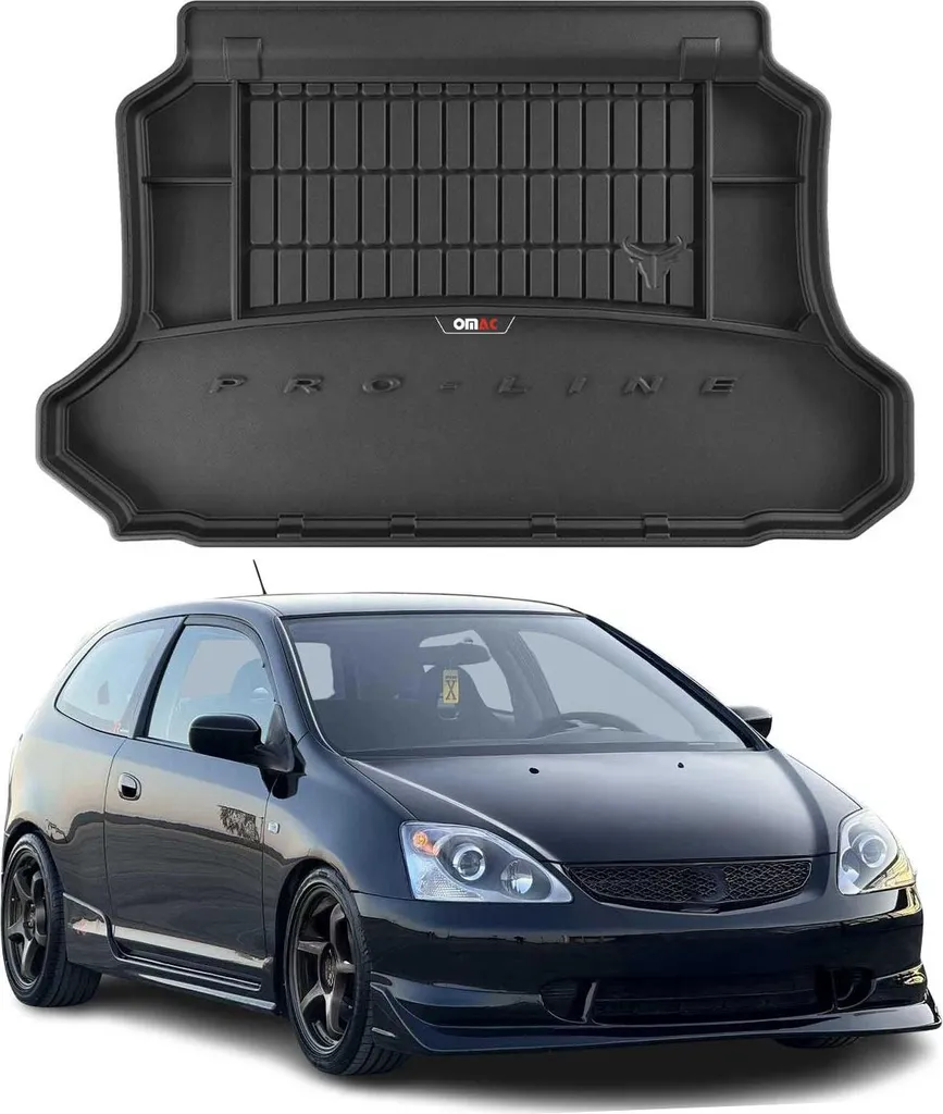 Tappetini Auto In Gomma Su Misura Per Honda Civic VII (2001-2006), Set Anteriori 2 Pezzi, Bordo Alto 15 Mm, Antiscivolo