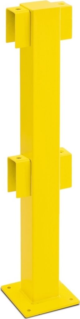 PROREGAL Standpfosten für Rammschutz-Geländer XL-Line | Mitte | HxBxT 100x20x20cm | Kunststoffbeschichteter Stahl | Gelb